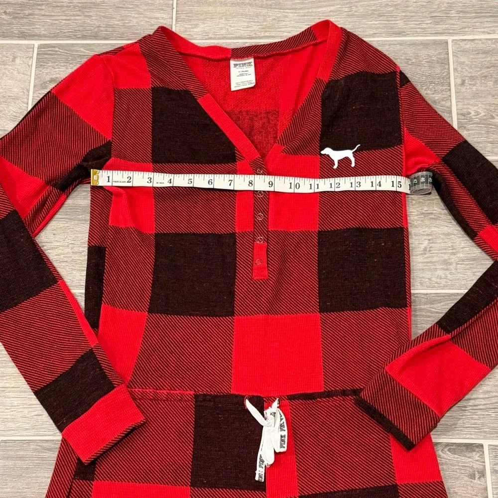 Victoria’s Secret PINK Buffalo Plaid Thermal Sleepwear Romper. Size Medium. - Picture 6 of 11